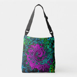 Bold Magenta Abstract Groovy Liquid Art Swirl Crossbody Bag