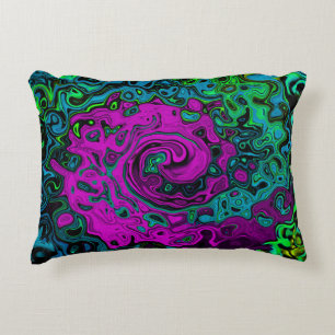 Bold Magenta Abstract Groovy Liquid Art Swirl Decorative Cushion