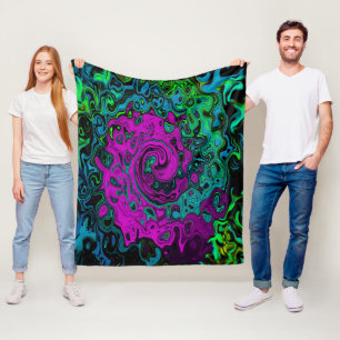 Bold Magenta Abstract Groovy Liquid Art Swirl Fleece Blanket