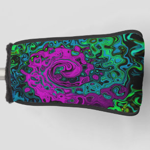Bold Magenta Abstract Groovy Liquid Art Swirl Golf Head Cover