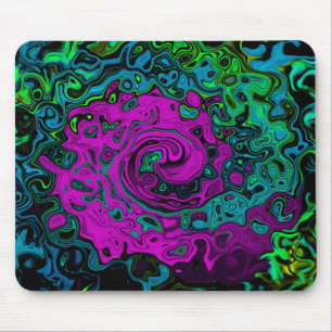 Bold Magenta Abstract Groovy Liquid Art Swirl Mouse Mat