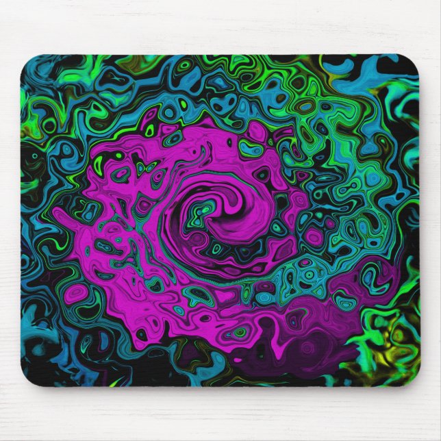 Bold Magenta Abstract Groovy Liquid Art Swirl Mouse Mat (Front)