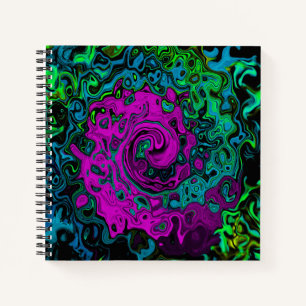 Bold, Magenta, Abstract, Groovy, Liquid Art, Swirl Notebook