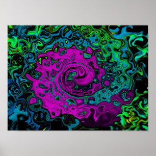 Bold Magenta Abstract Groovy Liquid Art Swirl Poster