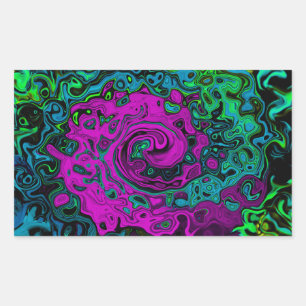 Bold Magenta Abstract Groovy Liquid Art Swirl Rectangular Sticker