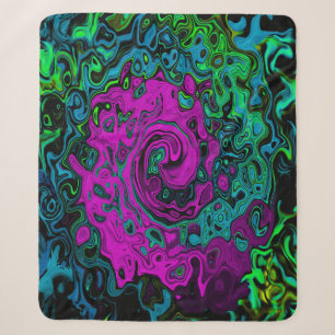 Bold Magenta Abstract Groovy Liquid Art Swirl Sherpa Blanket
