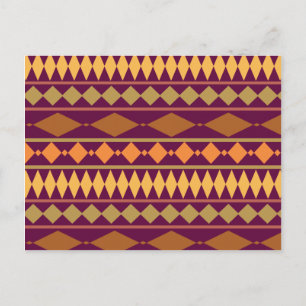 Bold Magenta Rust Tribal Geometric Pattern Postcard