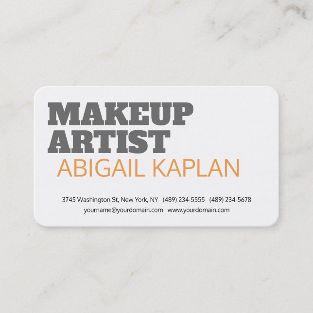 Bold Makeup Artist Modern Plain Minimalist Business Card (Front)