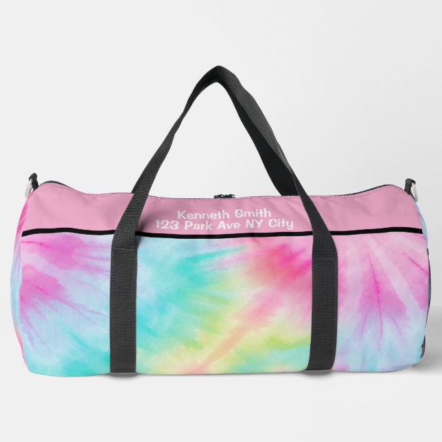 Bold Mandala Tie Dye Monogram Personalised Duffle Bag (Front)