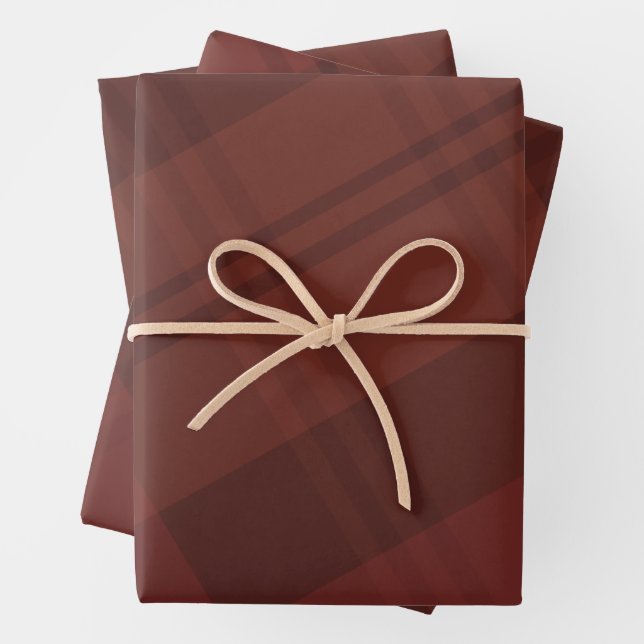 Bold maroon plaid simple holiday wrapping paper sheet (In situ)