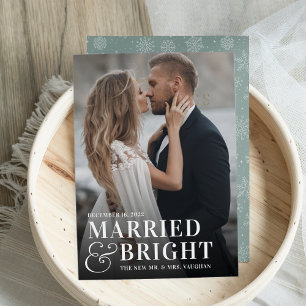 Bold Married & Bright Wedding Photo Newlywed Holiday Card