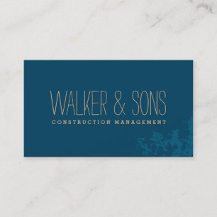 BOLD MASCULINE simple plain rustic blue grunge Business Card
