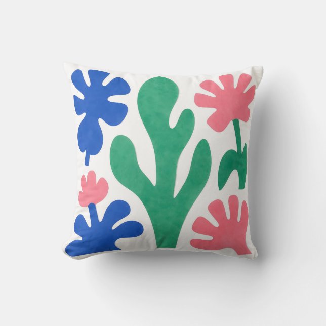 Bold Matisse Style Floral Cutouts Cushion (Front)