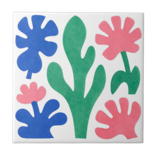 Bold Matisse Style Floral Cutouts Tile