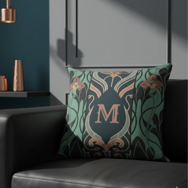 Bold Maximalist Art Nouveau Monogram Cushion (Creator Uploaded)