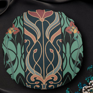 Bold Maximalist Art Nouveau Round Cushion