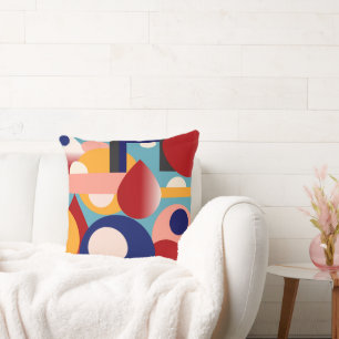 Bold Memphis Geometric Shapes Throw Pillow