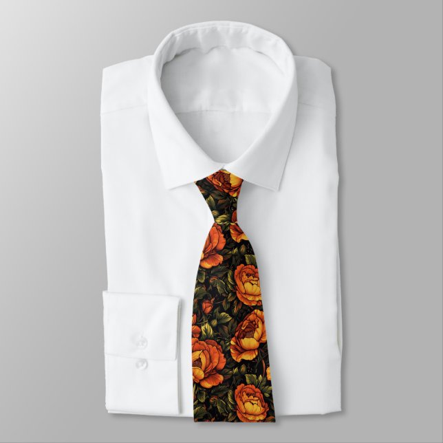 Bold Mens Fashion Rose Flower Tie (Tied)
