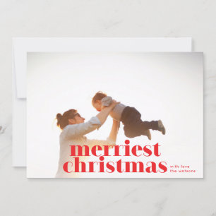 Bold Merriest Christmas Red Holiday Photo Card