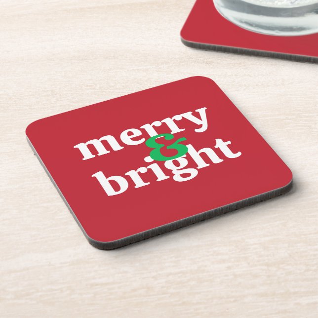 Bold "Merry & Bright" Christmas  Coaster (Left Side)
