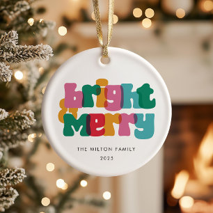Bold Merry Bright Holiday One Photo Ceramic Tree Decoration