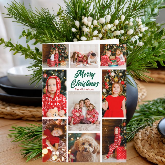 Bold Merry Christmas Multiple Family Photo Holiday Card (Creator Uploaded)