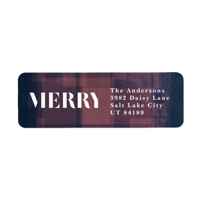Bold Merry Navy Address Label Christmas Holiday (Front)