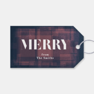Bold Merry Navy Chalk Christmas Holiday Gift Tag