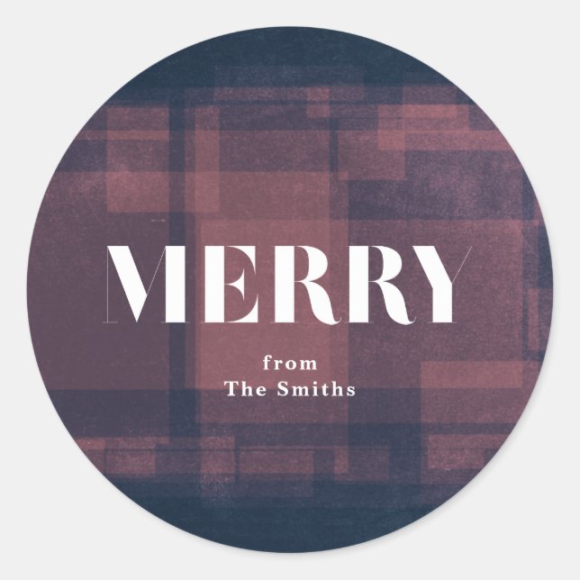 Bold Merry Navy Chalk Christmas Holiday Sticker (Front)