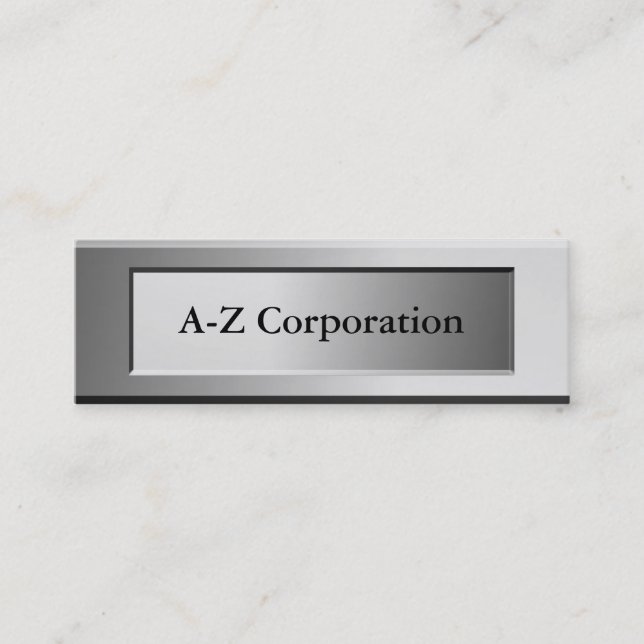 Bold Metal Look Name Plate Business Cards (Front)