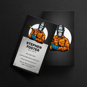 Bold Metal Welder Metal Fabrication Welding Helmet Business Card