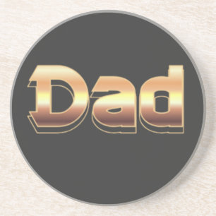 Bold Metallic Gold Dad Lettering Design Coaster