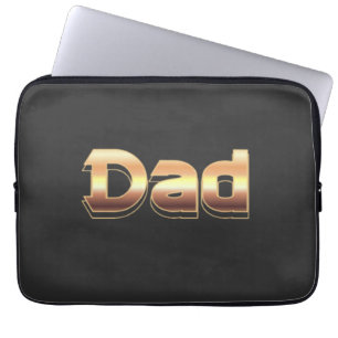 Bold Metallic Gold Dad Lettering Design Laptop Sleeve