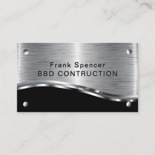 Bold Metallic Look Construction Business Card: Bus Business Card