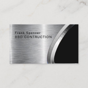 Bold Metallic Look Construction Business Card: Bus Business Card