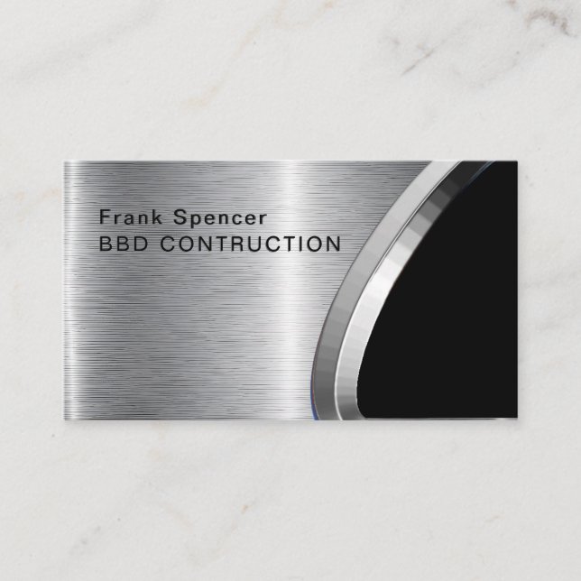 Bold Metallic Look Construction Business Card: Bus Business Card (Front)