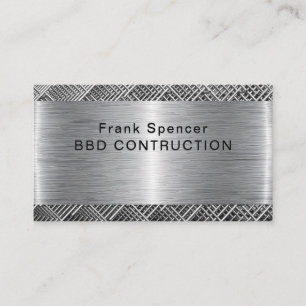 Bold Metallic Look Construction Business Card: Business Card
