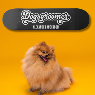 Bold Minimal Black and White Dog Groomer Skateboard