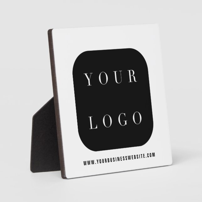 Bold Minimal Black White Company Brand Your Logo Plaque (Front)