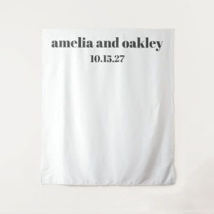 Bold Minimal Black White Custom Wedding Backdrop Tapestry