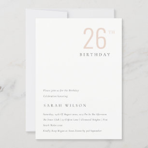 Bold Minimal Dusky Blush Any Age Birthday Invite