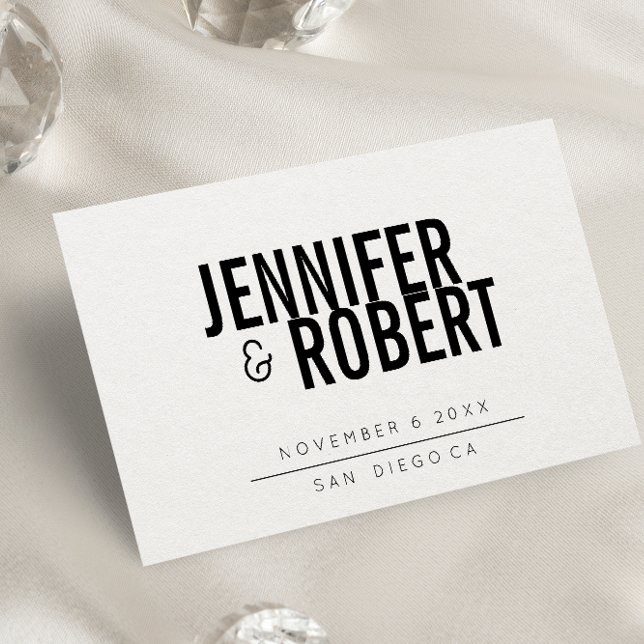 Bold Minimal Modern  BLACK SAVE THE DATE Announcement Postcard (Creator Uploaded)