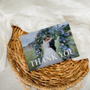 bold minimal text wedding thank you card
