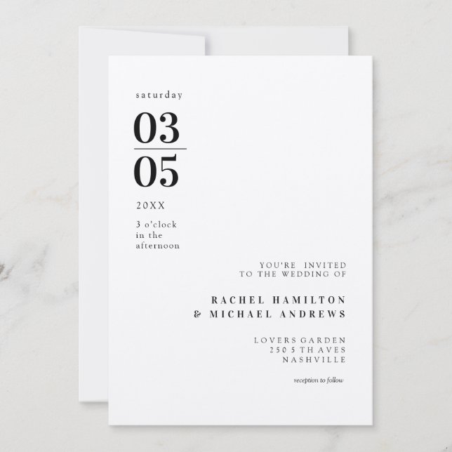 Bold Minimal Trending Wedding  Invitation (Front)