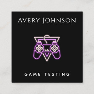 Bold & Minimal Video Game Testing Pink Controller Square Business Card
