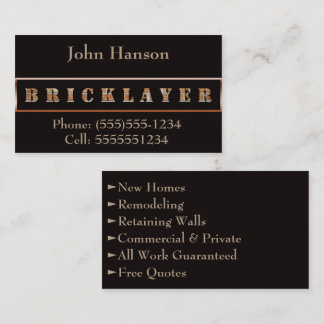 Bold, Minimalist, and Masculine Bricklayer Business Card