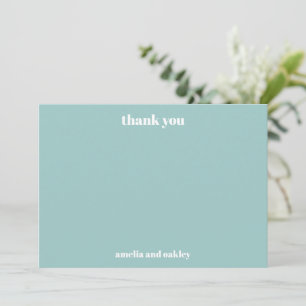 Bold Minimalist Aqua Blue Retro Custom Wedding Thank You Card