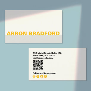 Bold Minimalist Black and Ye;; Social Media QR Business Card