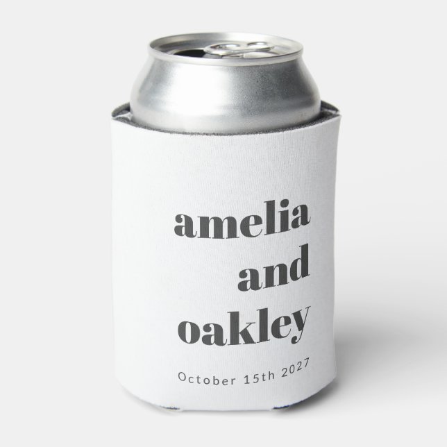 Bold Minimalist Black White Retro Custom Wedding Can Cooler (Can Front)