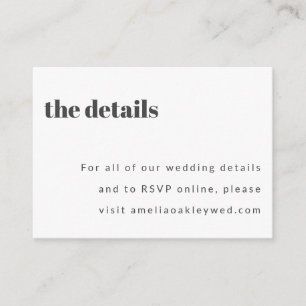 Bold Minimalist Black White Retro Custom Wedding Enclosure Card